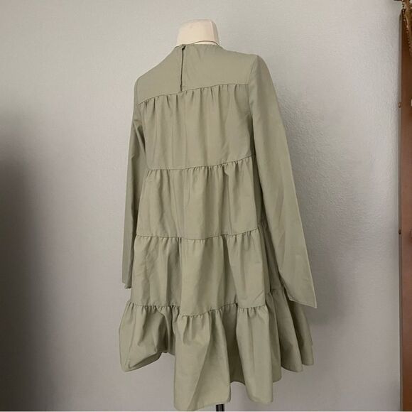 Sage Green Tiered Oversize Dress - Picture 4 of 5